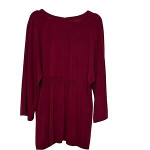 Women's Burgundy Dolman Sleeve Drawstring Waist Short Dress M